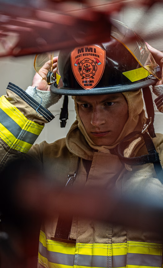 A cadet serving as fireman